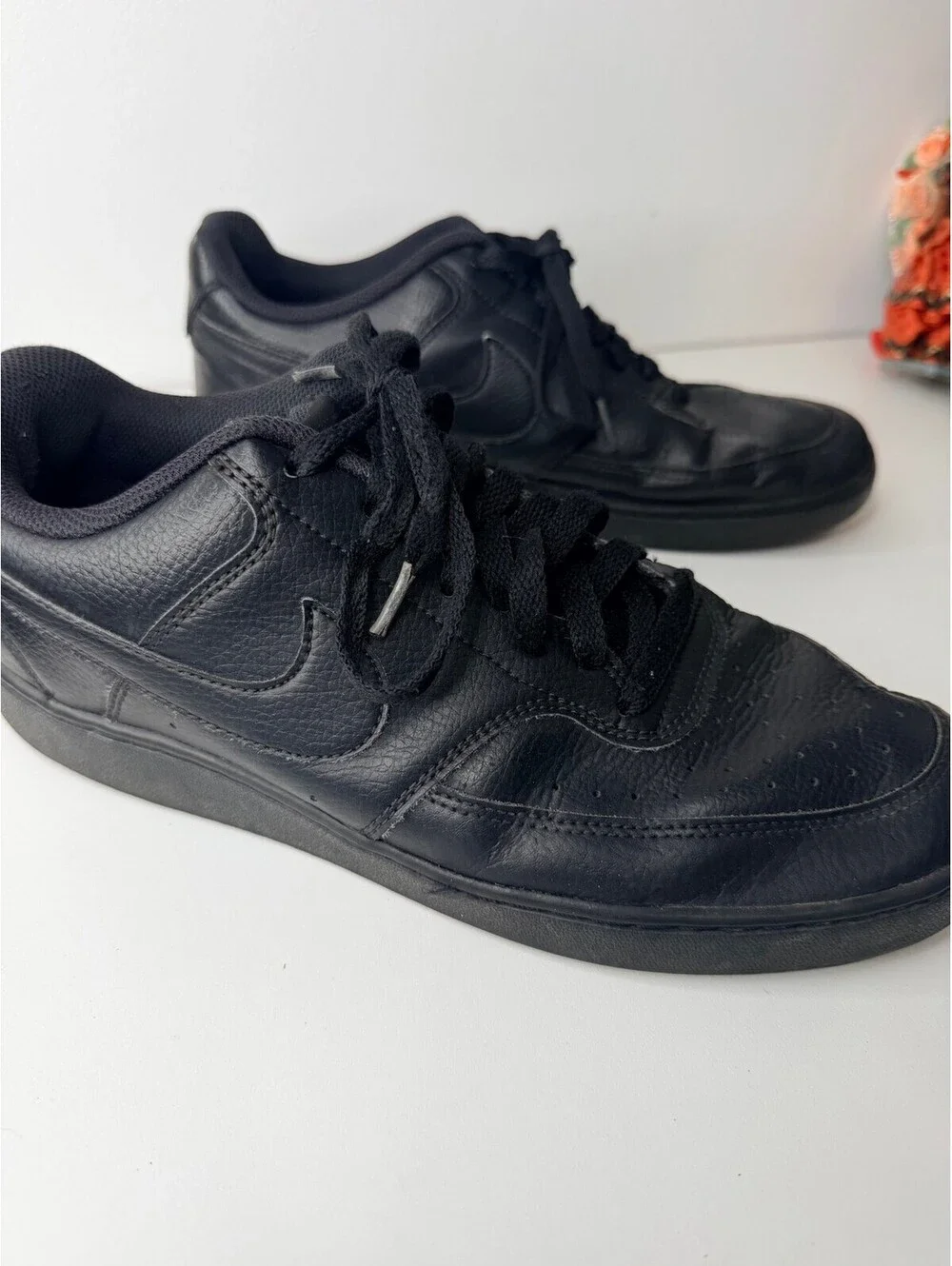 Nike Court Vision Low black leather sneakers mens size 10.5